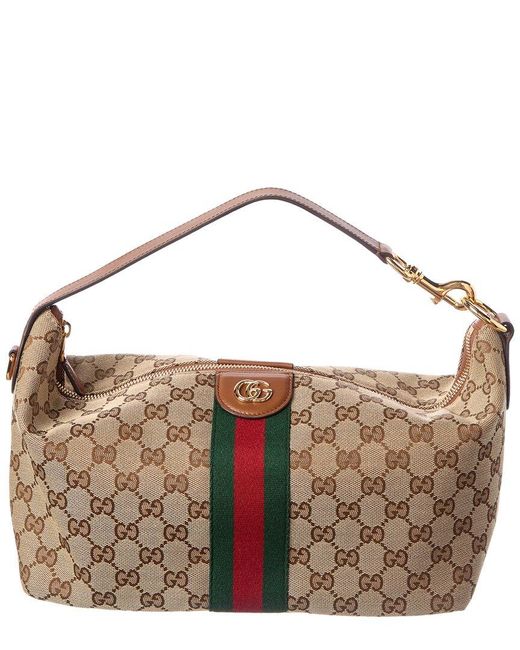 Gucci Brown Ophidia Medium Canvas & Leather Cosmetic Cas