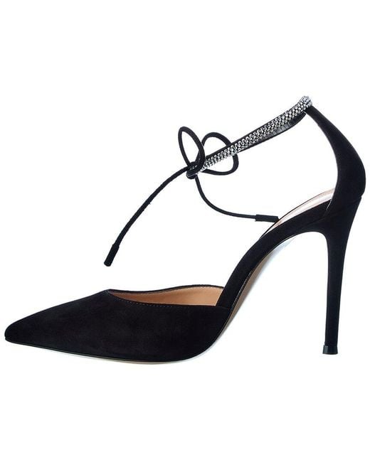 Gianvito Rossi Black Montecarlo D'Orsay 105 Suede Pump