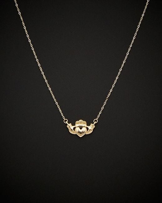 Italian Gold Black 14K Claddagh Necklace
