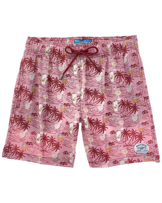 Beach Bros Red Beach Drinks Swim Trunk for men