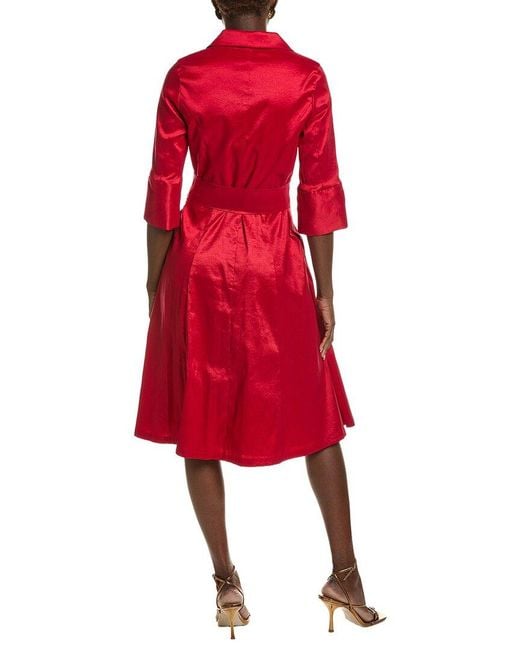 Rene Ruiz Red Mikado Shirt Dress