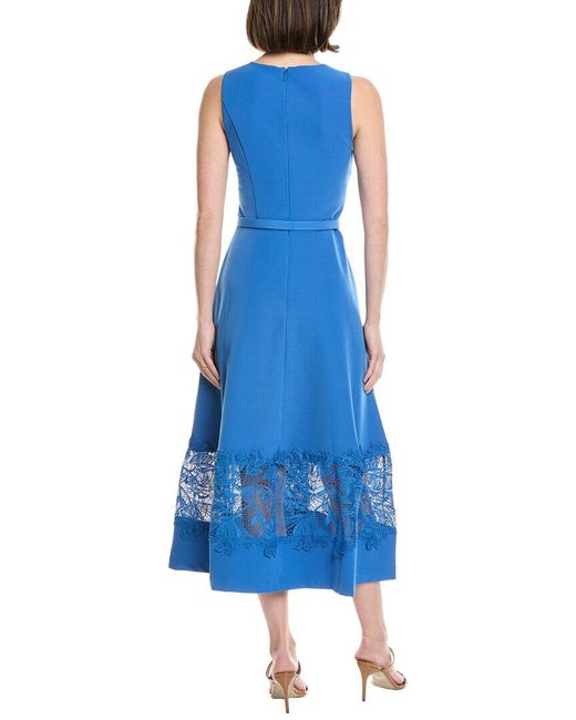 Kay Unger Blue Vivianne Midi Dress