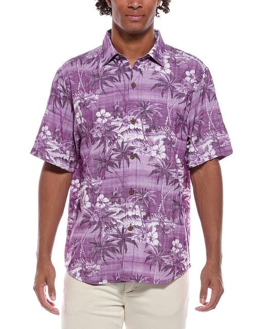 Tommy Bahama Purple Sport Coconut Palmetta Islandzone Camp Shirt for men