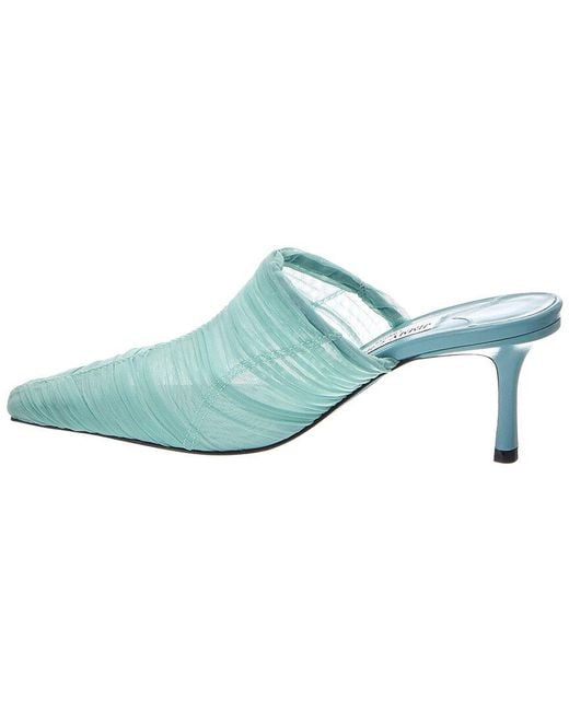 Jimmy Choo Blue Lotta 65 Ruched Tulle Mule