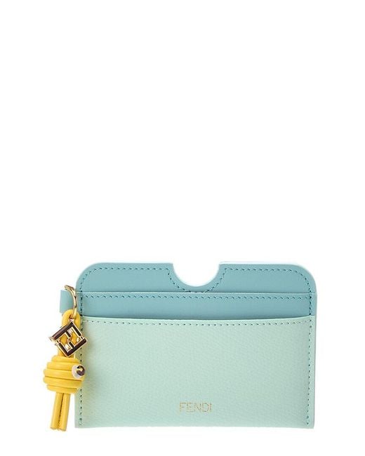 Fendi Blue Ff Diamond Leather Card Case
