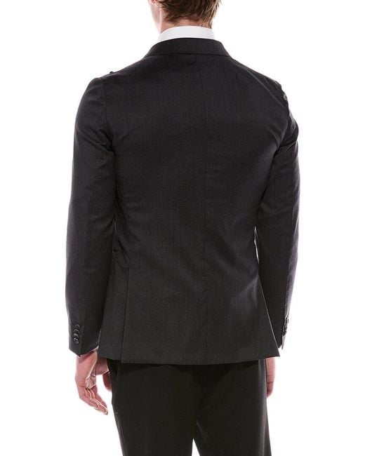 Corneliani Black Cc Collection Double-Breasted Virgin Wool Jacket for men