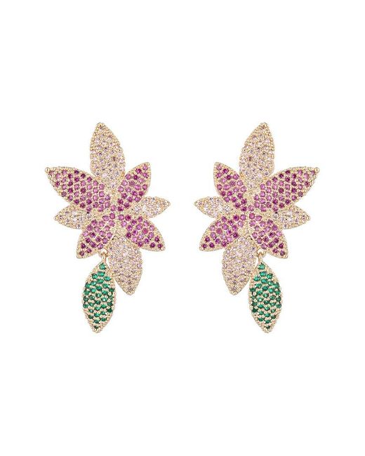 Eye Candy LA Pink The Luxe Collection Cz August Flower Statement Earrings