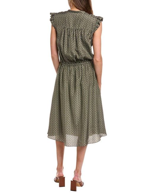 Officine Generale Green Officine Generale Alexane Silk Midi Dress