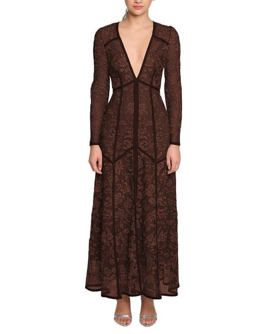 Marchesa Brown Maxi Dress
