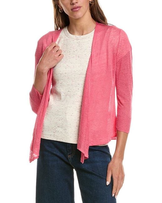 NIC+ZOE Red 4-Way Linen-Blend Cardigan