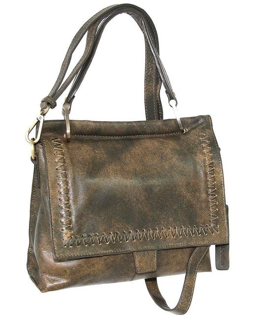 Nino Bossi Green Cleopatra Aviator Leather Satchel