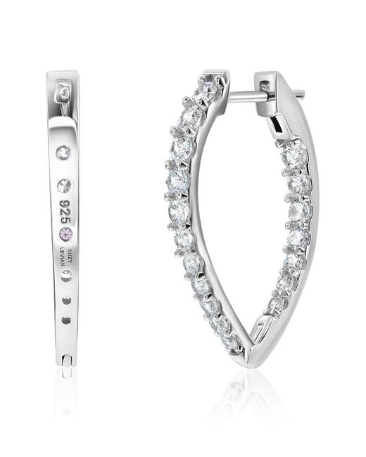 Suzy Levian CZ Jewelry White Suzy Levian Cz Hoop Earrings