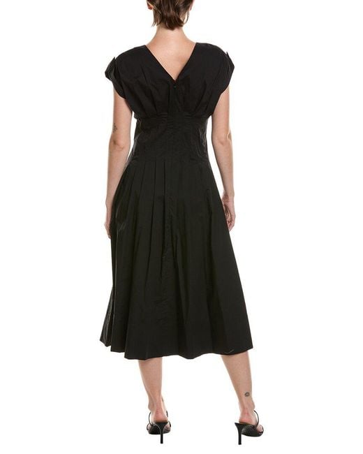 Anne Klein Black Waist Pleat Midi Dress