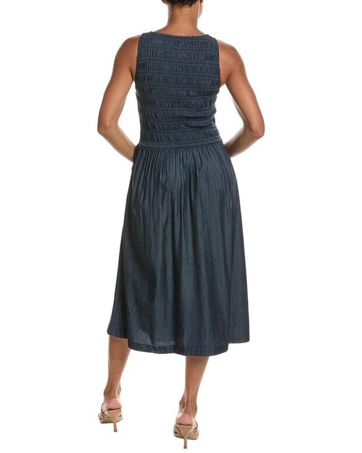 Madewell Blue Denim Smocked Midi Dress