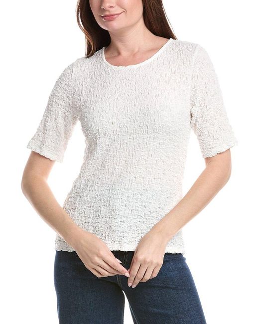 Eileen Fisher Gray Crew Neck Snug Knit Top