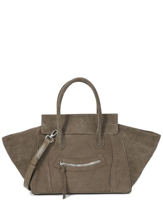 Tiffany & Fred Paris Brown Suede & Leather Winged Tote