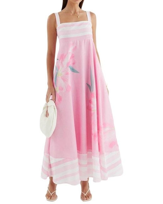 LOEY Pink Printed Maxi Dress