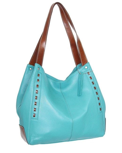 Nino Bossi Blue Alyssa Durable Leather Satchel