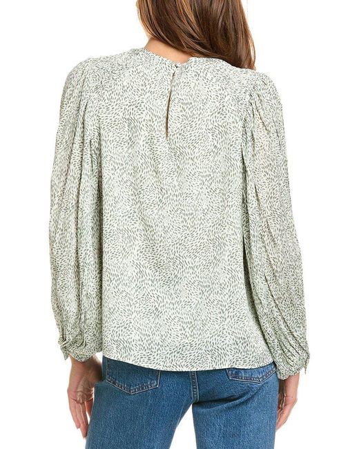 Vince Camuto Gray Smocked Shoulder Top
