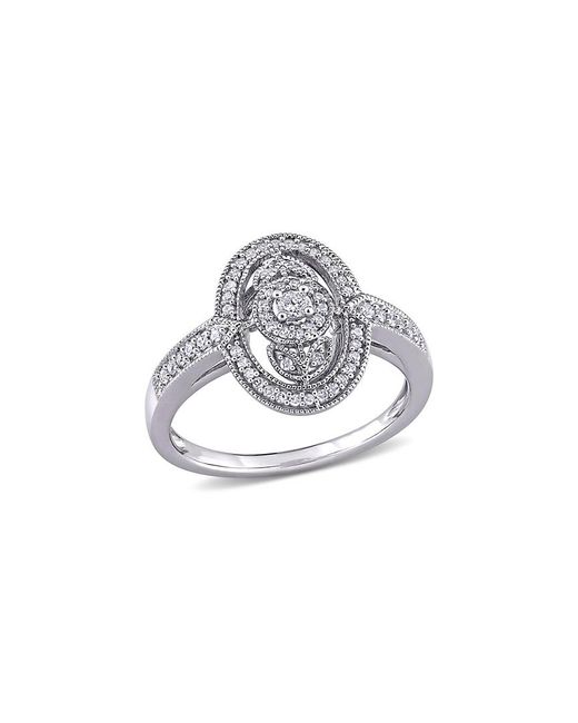 Rina Limor White Silver 0.25 Ct. Tw. Diamond Halo Ring