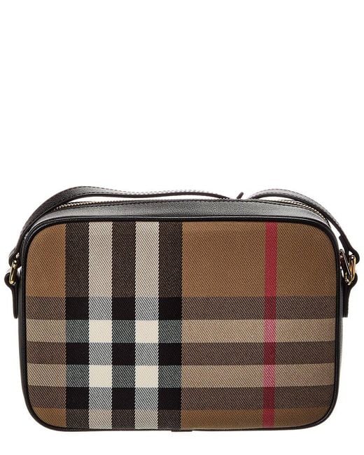 Burberry Black Check Canvas & Leather Camera Bag