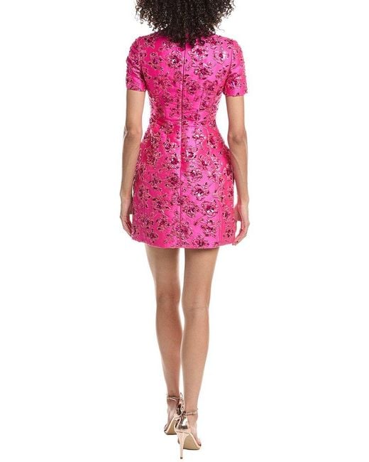 Valentino Pink Ricamato Silk-Blend Mini Dress