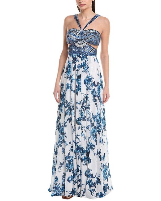 L'Agence Blue Annistyn Embellished Gown