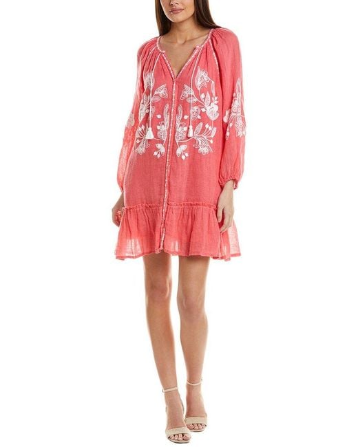 Tommy Bahama Red Gauze Tunic Linen Cover-Up Dress