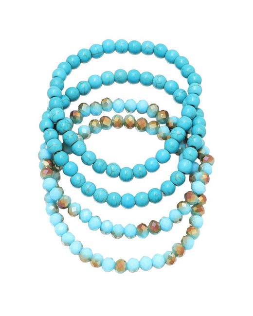 Adornia Blue Set Of 4 And Crystal Stretch Bracelets