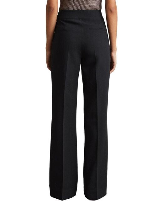 Reiss Black Sidney Wide Leg Button Trouser