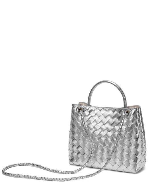 Tiffany & Fred Paris Gray Woven Leather Top Handle Shoulder Bag