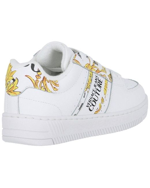 Versace Jeans White Logo Brush Couture Meyssa Leather Sneaker