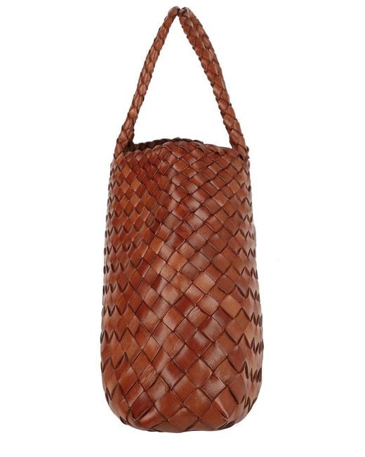 Dragon Diffusion Brown Small Santa Croce Leather Shoulder Bag