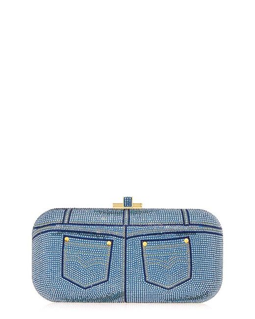 Judith Leiber Blue Long Slide Clutch