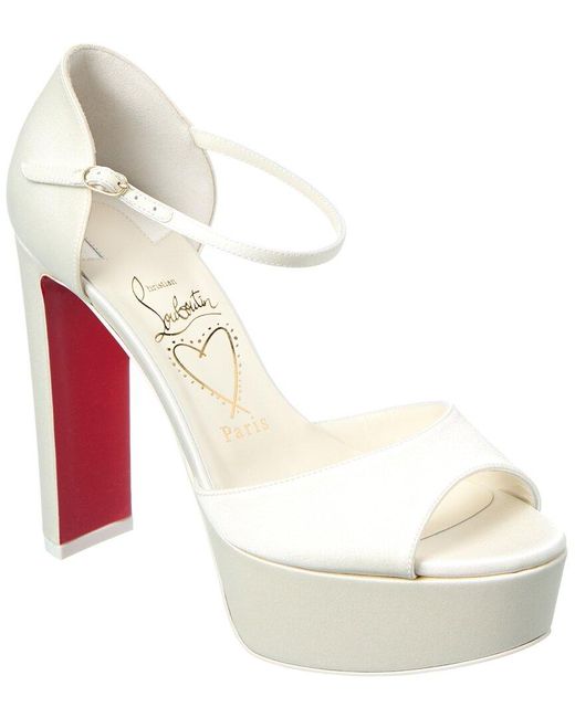 Christian Louboutin White Sandaloo 130 Satin Platform Sandal