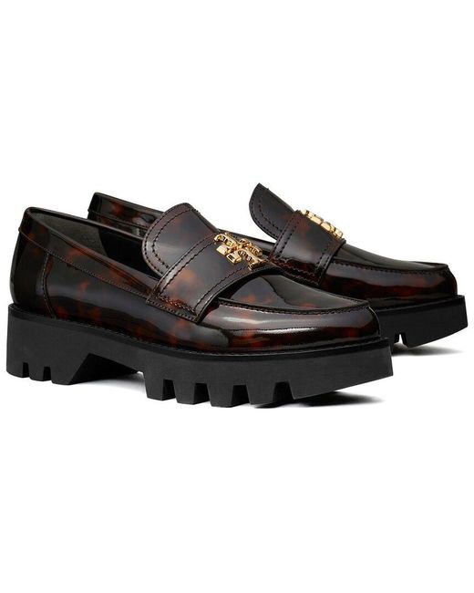 Tory Burch Mini Everly Leather Chunky Loafer in Black | Lyst