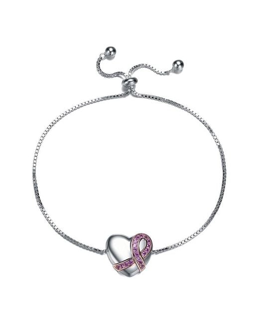 Rachel Glauber Metallic Rhodium Plated Cz Love Bracelet