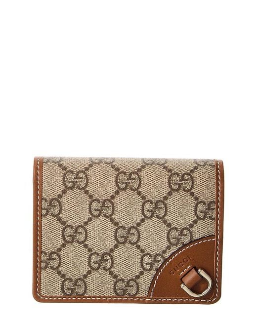 Gucci Brown Gg Emblem Gg Supreme Canvas & Leather Wallet