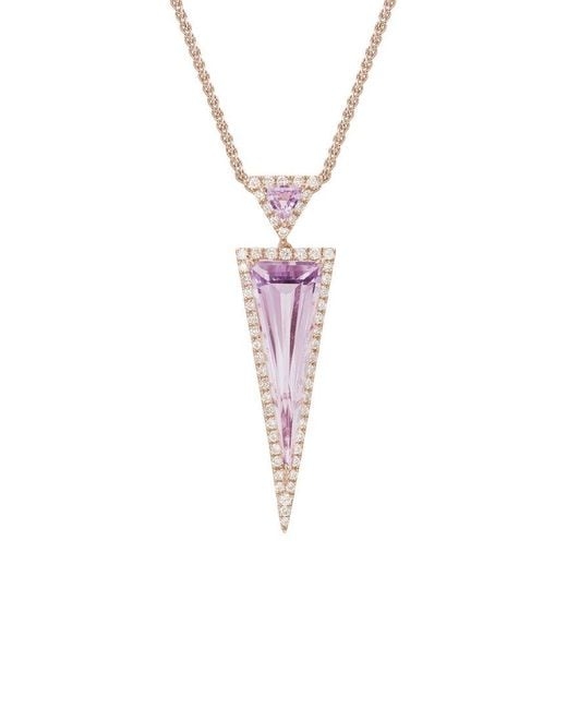 Diamond Select Cuts Pink 14K Rose 2.72 Ct. Tw. Diamond & Quartz Necklace