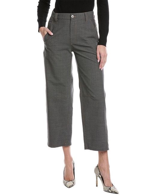 Brunello Cucinelli Gray Wool-Blend Pant