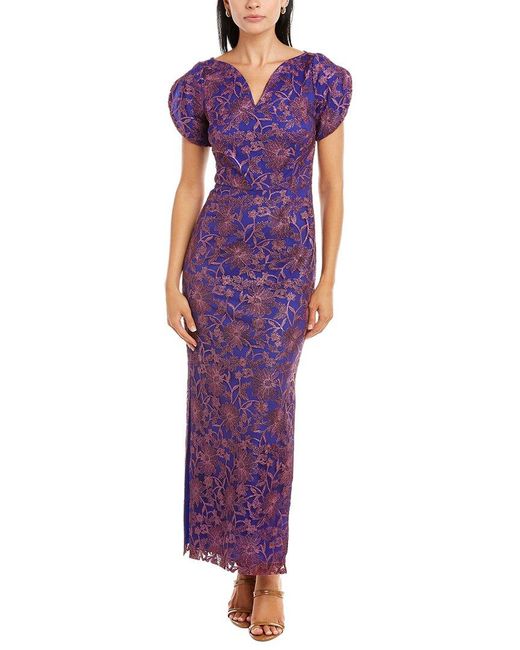 JS Collections Short Sleeve Beth V-neck Maxi Dress in Purple | Lyst