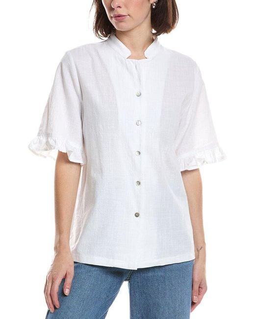 HL Affair White Ruffle Sleeve Shirt