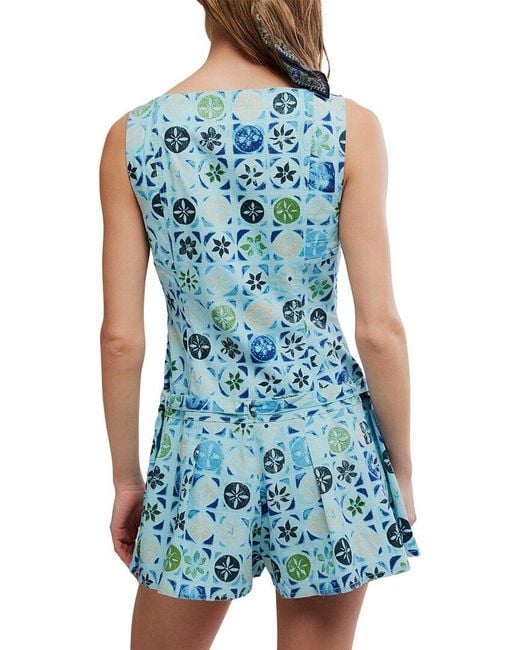 Free People Blue Dune Dancer Linen-Blend Romper