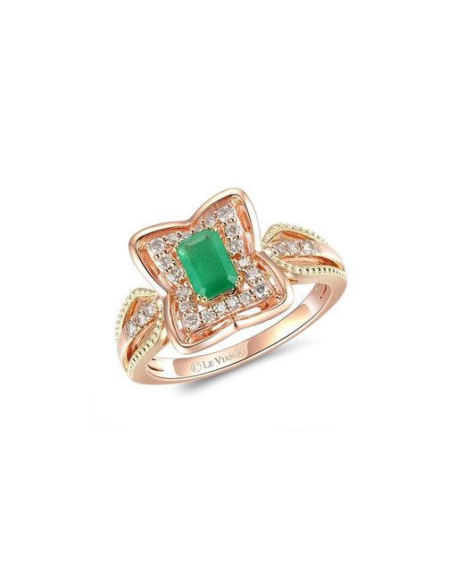Le Vian White 14k Two-tone 0.63 Ct. Tw. Diamond & Emerald Ring
