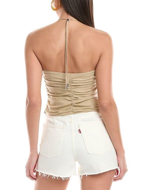 Onia White Air Asymmetrical Halter Linen-Blend Top