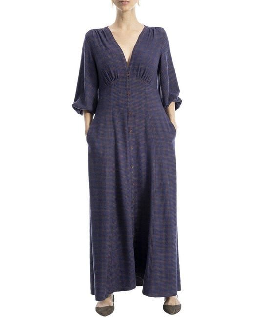 Max Studio Blue Yarn-Dye Maxi Dress