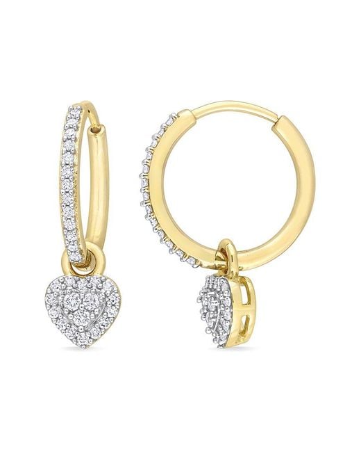 Rina Limor Metallic 10k 0.36 Ct. Tw. Diamond Heart Huggie Earrings