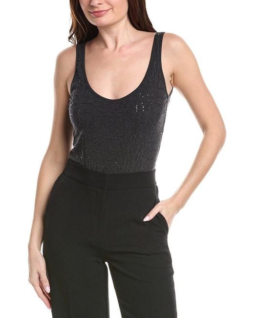 Brunello Cucinelli Black Embroidered Sequin Bodysuit