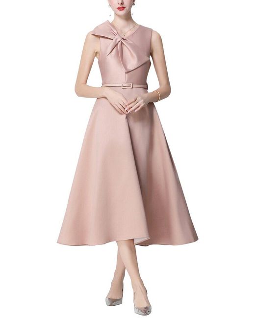 Kaimilan Pink Solid Midi Dress