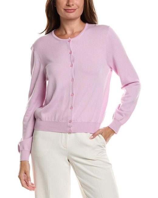 Oscar de la Renta Purple Wool Cardigan